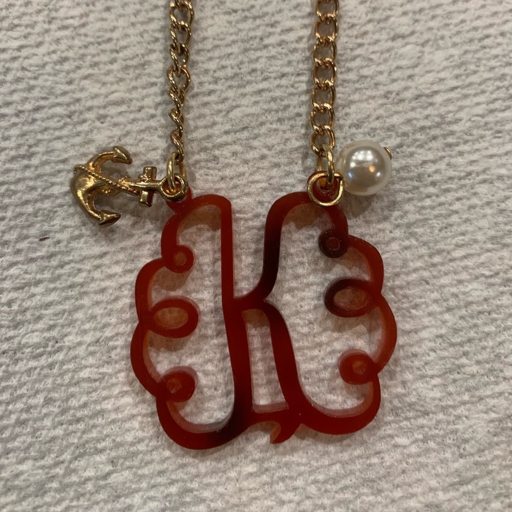 Monogram K initial necklace